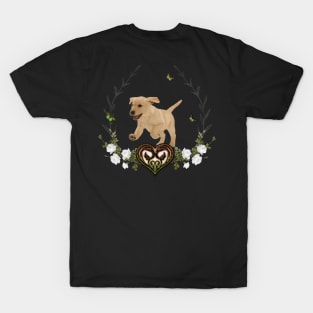 Cute labrador puppy with flowers T-Shirt